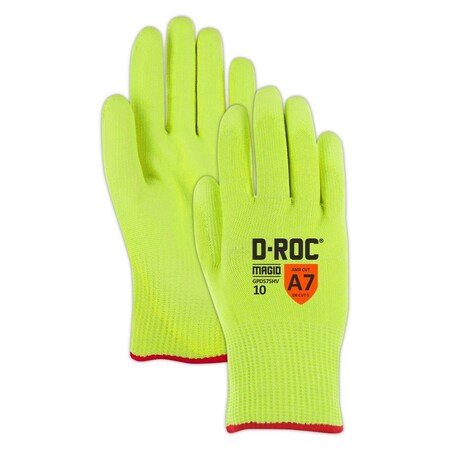 Magid Coated Gloves, Polyurethane, 6 Abrasion Level, Hi-Viz Yellow, 1 PR GPD575HV-8